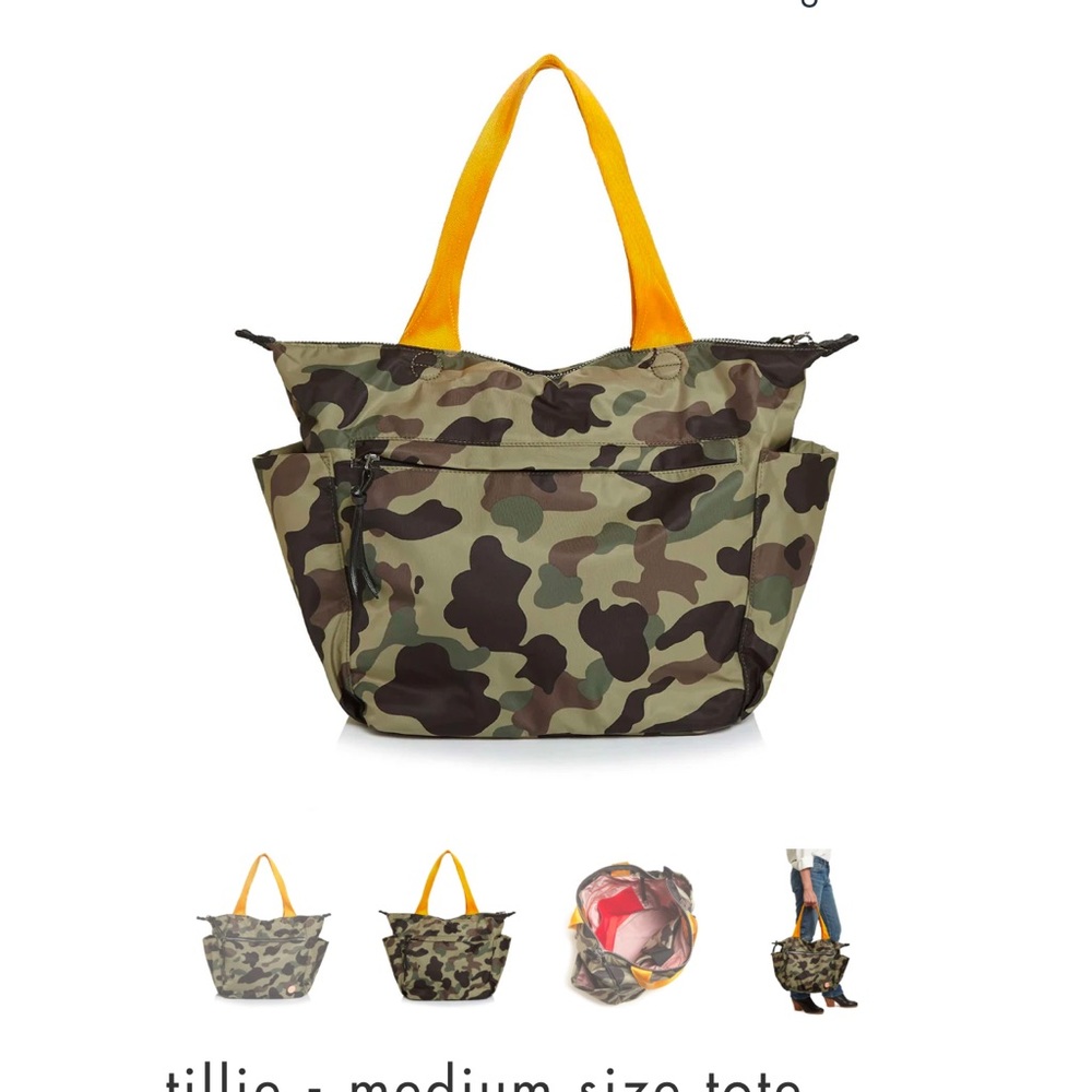 Camouflage Tote Bag with Yellow Handles - camo lap top/work bag.